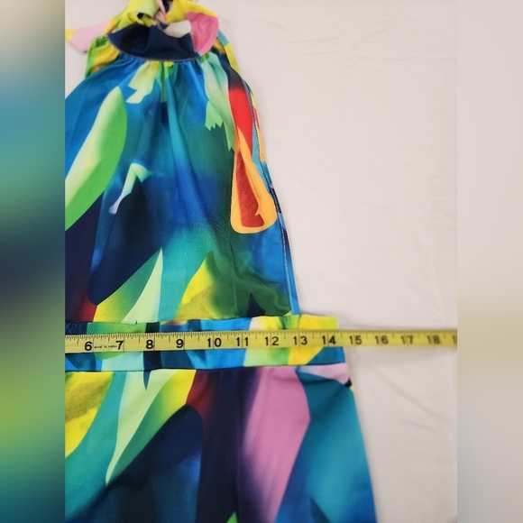 NWOT Backless Bold Vibrant Multicolor Maxi Dress, size Large - Picture 11 of 13